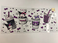 Sticker sheet with cartoon cat characters and drinks on a white background